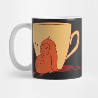 Sleepy Owl and Cup Orange Mug